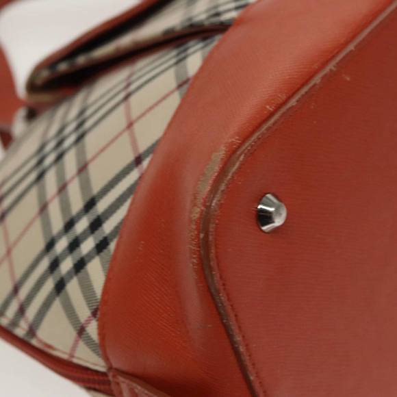 BURBERRY Nova Check Hand Bag Canvas Beige Orange Silver Auth 102116 - Picture 14 of 16